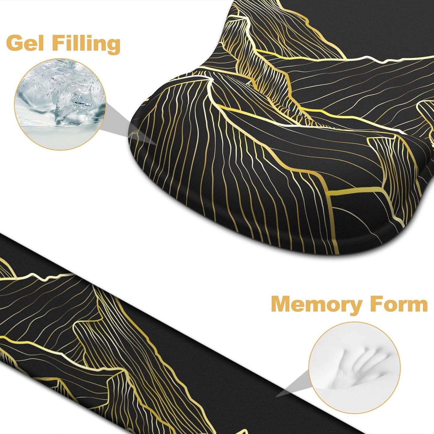Ergonomic Mouse Pad with Wrist Rest and Keyboard Wrist Rest, Gel Mousepad and Wrist Rest for Computer Keyboard, Pain Relief, Non-Slip PU Base, Mouse Pad with Wrist Support for Gaming, Office, Brown