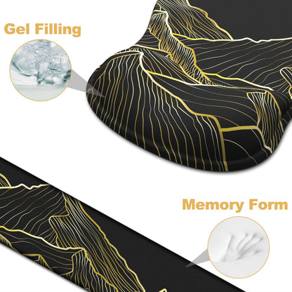 Ergonomic Mouse Pad with Wrist Rest and Keyboard Wrist Rest, Gel Mousepad and Wrist Rest for Computer Keyboard, Pain Relief, Non-Slip PU Base, Mouse Pad with Wrist Support for Gaming, Office, Brown