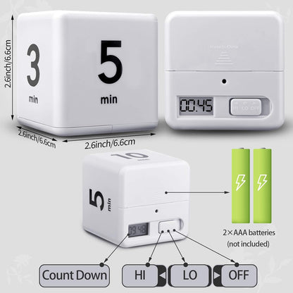Weewooday 2 Pieces Cube Productivity Timer Flip Gravity Sensor Flip Countdown Countup Workout Timer Management 1 3 5 10 Minutes and 15 20 30 60 Minutes for Work Learning Kitchen Cooking(Green, Blue)