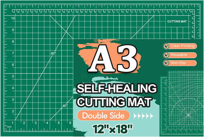 10 Pcs Self Healing Cutting Mat Bulk, 12"×18" Rotary Cutting Mats for Crafts, A3 Sewing Boards for Fabric Quilting Scrapbooking Precision Cutting Double Sided 5-Ply