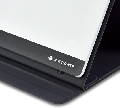 Note Tower LED Color Changing Desktop Whiteboard with Premium PU Leather Stand | Mood Enhancing & Productivity Boosting Dry Erase Light Up Board for Desk | Office, Home, School | Remote & App Control