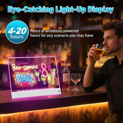 Rechargeable LED Drawing Board for Kids with Tracing Pages, Lumi Board Magnetic Light Up Acrylic Dry Erase Board, LED Note Board with 4 Magnets, Birthday Gifts Toy for Kids/Girls