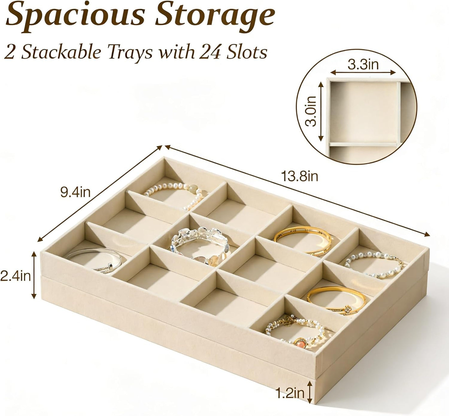 pickpiff Drawer Sunglass Organizer & Display Tray: 1 Pcs 8 Grids Velvet Scratch-Free Eyeglasses Case (13.8x9.4x1.6inch) - Soft Beige Glasses Storage Holder Box for Men & Women