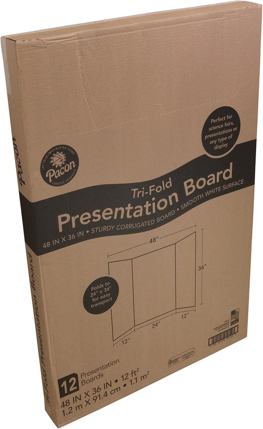 Pacon Presentation Boards, Single Wall, White, 48" x 36", 4 Count