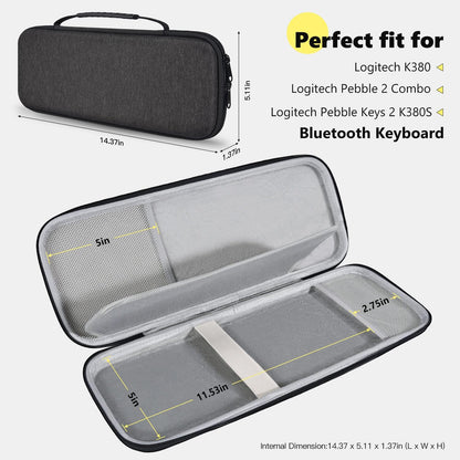 Hard Keyboard Carrying Case for Logitech Pebble Keys 2 K380s & Logitech K380 Bluetooth Keyboard Case + M350 Pebble Mouse Combo, Wireless Keyboard Shockproof Protective Travel Bag, Black