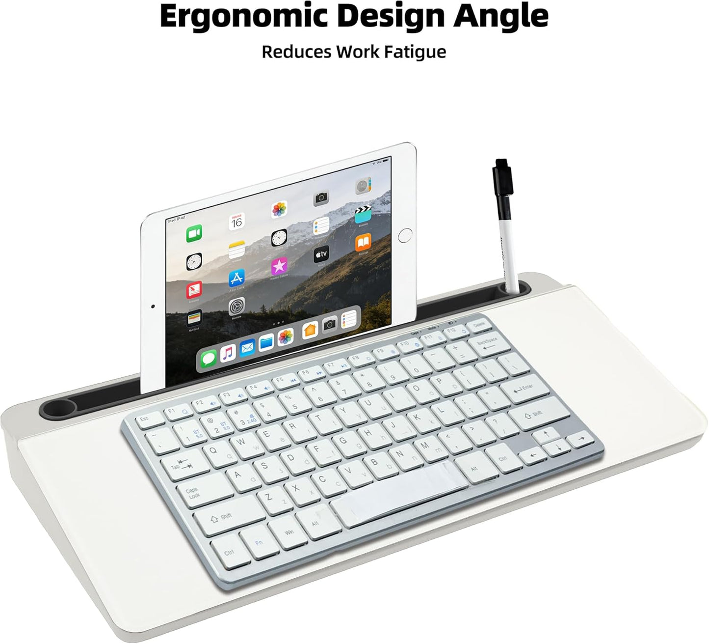 Desktop Whiteboard, Glass Dry Erase Board, Desk Board Buddy,Computer Keyboard Stand,Desk Whiteboard Organizer for Home,Office,School Supplies(White)