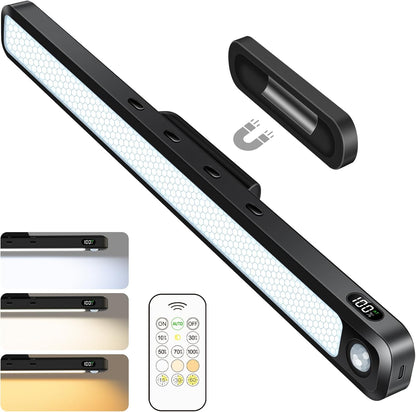 Ferswe 3W Motion Sensor Magnetic Light Bar,Eye-Friendly Rechargeable Closet Lights with Battery Display,2000mAh Vanity Lights for Mirror, Rechargeable Light Bar for Cabinet, Closet, Bathroom and Desk