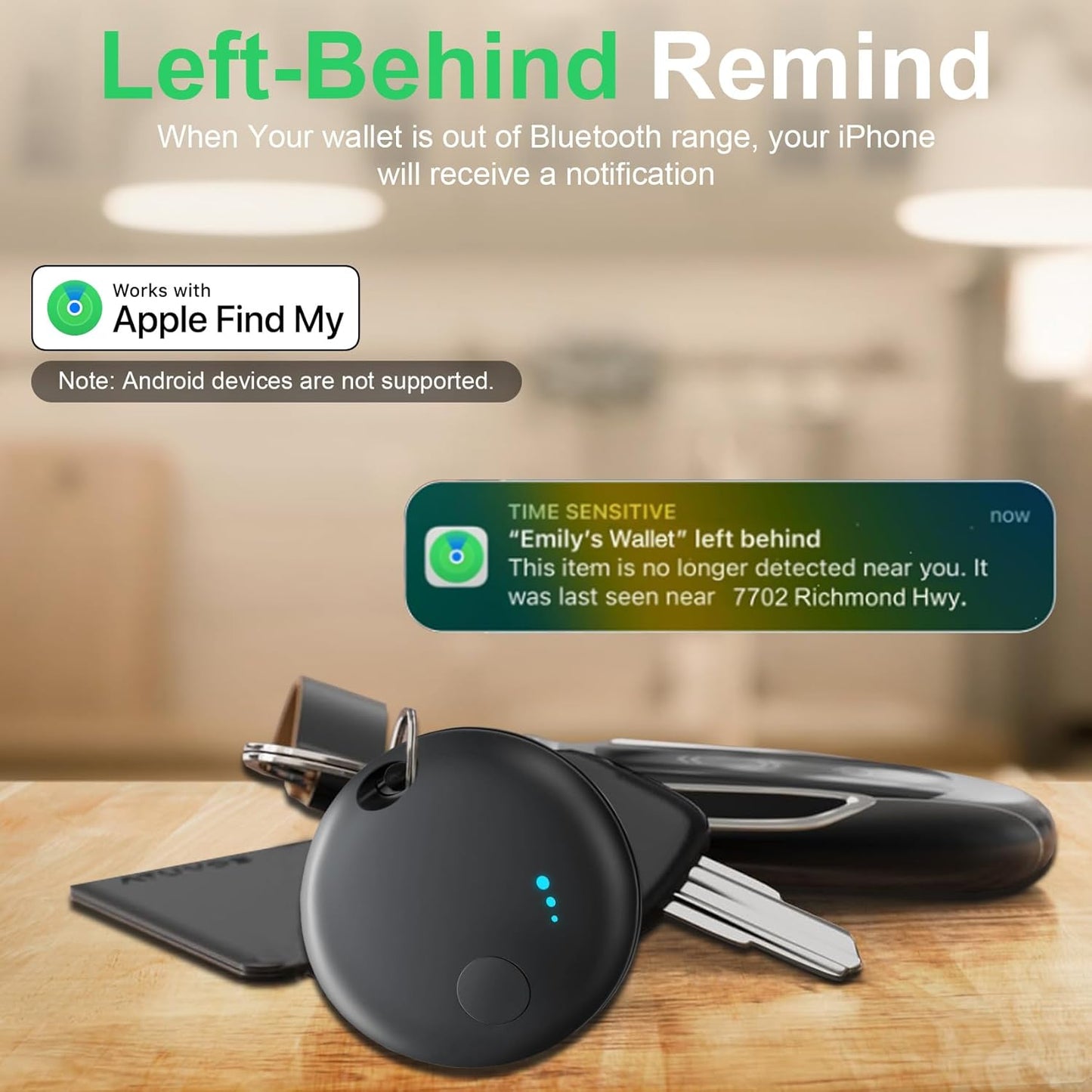 Tracker Tag 4 Packs Bluetooth Tracker, Smart Tag Locator Tracking Device, Keys Finder and Item Locator,Air Tracker Item Finders with Find My(iOS Only) Track Your Keys (Black, 4 Pack)
