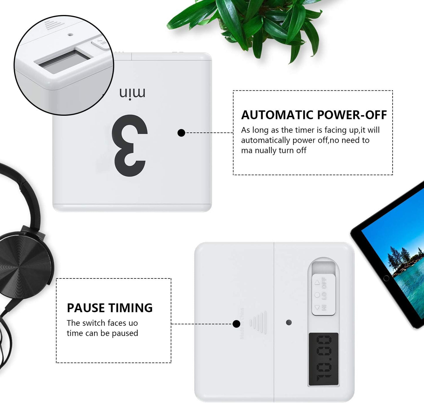 Cube Timer,Pretmess Gravity Flip Kitchen Timer for Time Management and Countdown Settings 1-3-5-10 Minutes