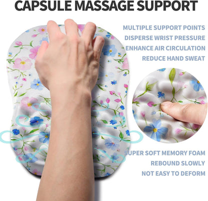 Ergonomic Raised Mouse Pad Wrist Support with Bilateral Slope Memory Foam Mousepad for Wrist Rest and Carpal Tunnel Pain Relief 11.8x7.9〃 Black