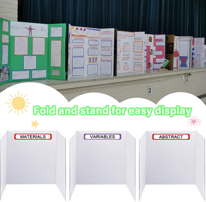 3-Pack Black Trifold Display Boards, 24 x 16 Inches Tri-Fold Corrugated Presentation Boards for Classroom Projects, Science Fairs, Business Events, and Exhibits