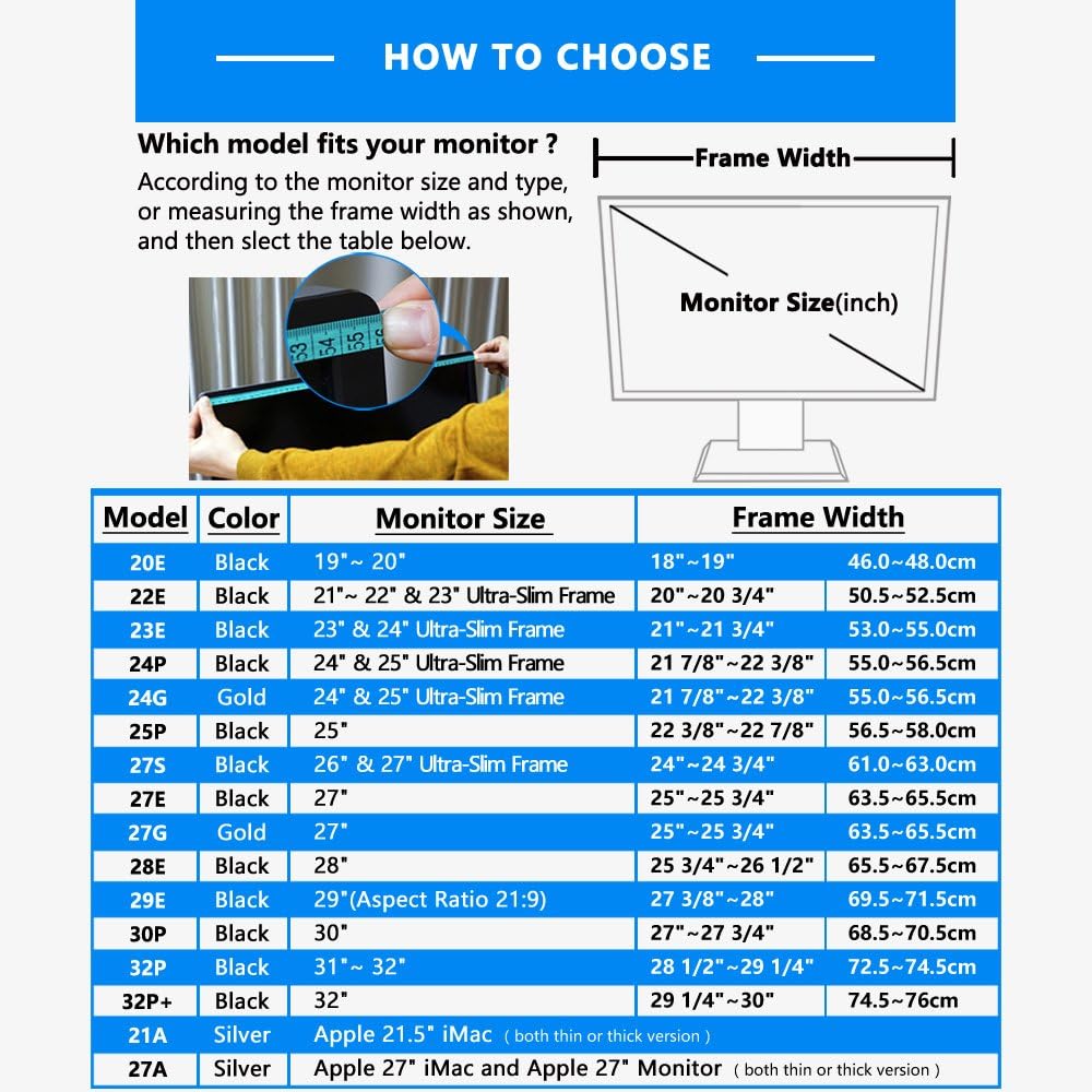 20E 19~20 inch LCD LED Video Monitor Hood Sunshade Sunhood for Dell HP Viewsonic Philips Samsung LG EIZO NEC ASUS ACER BENQ AOC Lenovo, Fits Monitor Frame Width 455-480mm