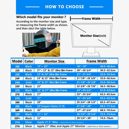 22E 21~22 inch LCD LED Video Monitor Hood Sunshade Sunhood for Dell HP Viewsonic Philips Samsung LG EIZO NEC ASUS ACER BENQ AOC Lenovo, Fits Monitor Frame Width 505-525mm