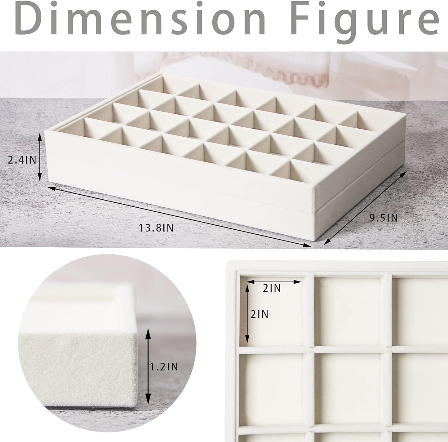 Coward Sunglass Organizer, Beige Velvet Glasses Trays - Eyeglasses Watches Jewelry Display - Men Women (8 Grids)