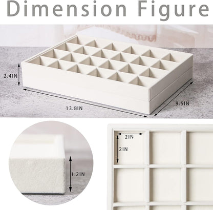 Coward Sunglass Organizer, Beige Velvet Glasses Trays - Eyeglasses Watches Jewelry Display - Men Women (8 Grids)