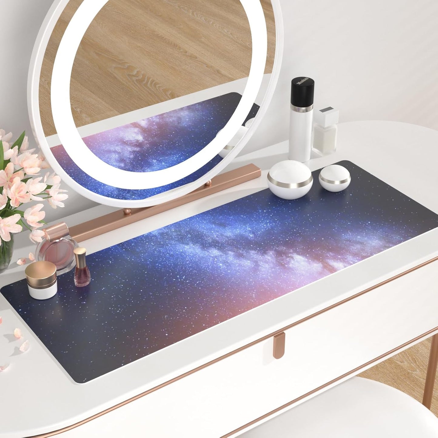QIYI Large Mouse Pad, Cute Pink Desk Mat for Desktop, Women Girls PU Leather Desk Pad Waterproof Gaming Mousepad, Rose Gold Marble Computer Protector Writing Pad for School Office Home 31.5" x 15.7"