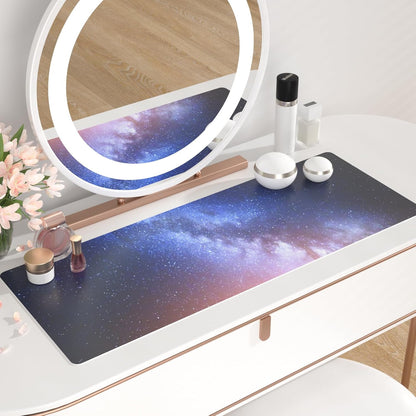 QIYI Large Mouse Pad, Cute Pink Desk Mat for Desktop, Women Girls PU Leather Desk Pad Waterproof Gaming Mousepad, Rose Gold Marble Computer Protector Writing Pad for School Office Home 31.5" x 15.7"