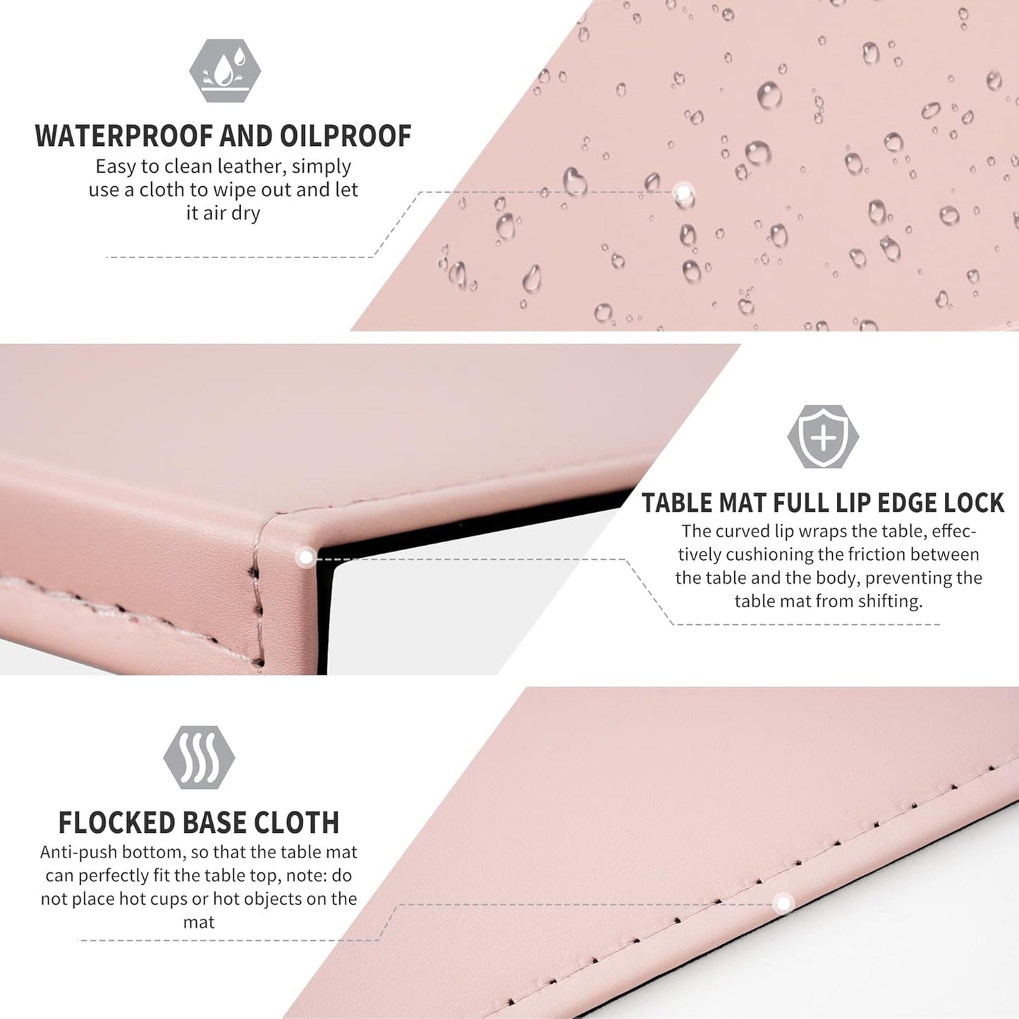 AKOZLIN 35.4"x 18.9" Soft PU Leather Surface Office Desk Mouse Mat Anti-Push Pad with Full Grip Fixation Lip Table Blotter Edge-Locked Protector