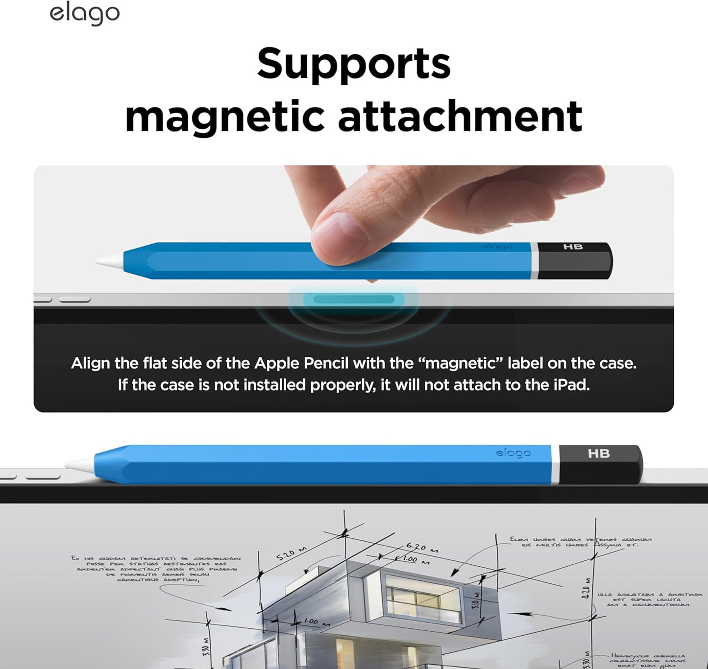 elago Classic Pencil Case Compatible with Apple Pencil (USB-C), Perfect Grip, Protective Skin, Silicone Sleeve, Supports Magnetic Attachment [Yellow]