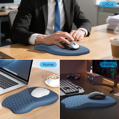 MROCO Ergonomic Mouse Pad with Wrist Support, Memory Foam Wrist Rest Mouse Pad, Non-Slip Base, Smooth Surface for Office & Home, Black