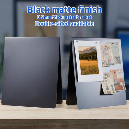 Leinuosen 1 Pcs 12 x 10 Inch Magnetic Bulletin Board Metal Magnet Board Magnet Display Stand for Tabletop Desktop Home Kitchen Office Decor (Black)