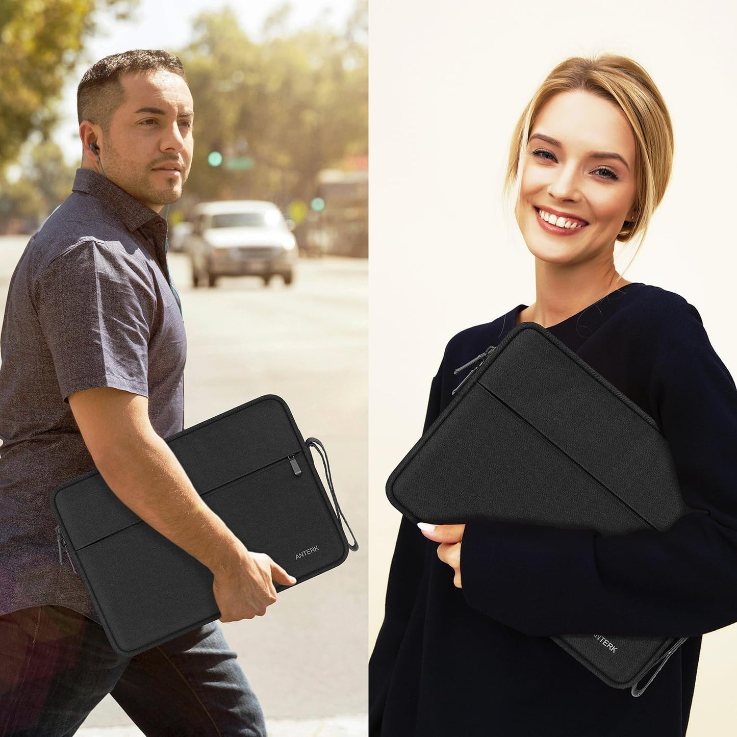 Laptop Sleeve 14 Inch, Water Resistant Traveling Computer Cover with Handle, Shockproof Protective Carrying Laptop Case Compatible for 14 Inch MacBook Air/Pro, HP, Dell, Asus, Lenovo, Black