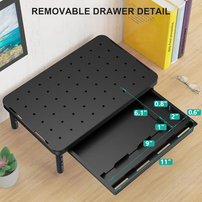 WALI Computer Monitor Stand for Desk, Adjustable Laptop Riser, Desk Monitor Stand Underneath Storage for Office, Home, School Supplies (STT003), 1 Pack, Black