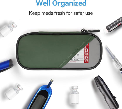 Gelozid Insulin Pen Cooler Travel Case Diabetic Medication Insulated Cool Organizer with 2 Reusable Ice Packs for Insulin Pen and Other Diabetic Supplies, for the Daily Life and Trip(Black)