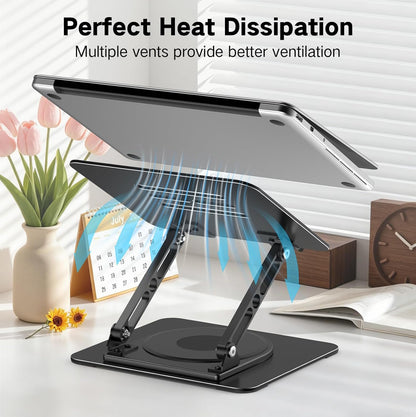 Adjustable Laptop Stand for Desk, Metal Foldable Laptop Riser Holder, Portable Desktop Book Stands, Ventilated Cooling Computer Notebook Stand Compatible with 10-15.6” Laptops