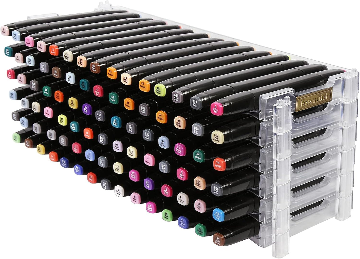 Universal 6 Layers Tray Universal Marker Storage Rack, Penholder Display for 90 Pens SN01 Pencil Organizer Holder for Desk (Clear-6 layers)