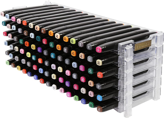 Universal 6 Layers Tray Universal Marker Storage Rack, Penholder Display for 90 Pens SN01 Pencil Organizer Holder for Desk (Clear-6 layers)