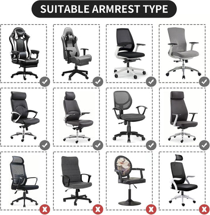 FORCHEER Office Chair Armrest Covers 12-15 Inch Velvet Elastic Black Arm Rest Covers for Desk Computer Chairs Washable