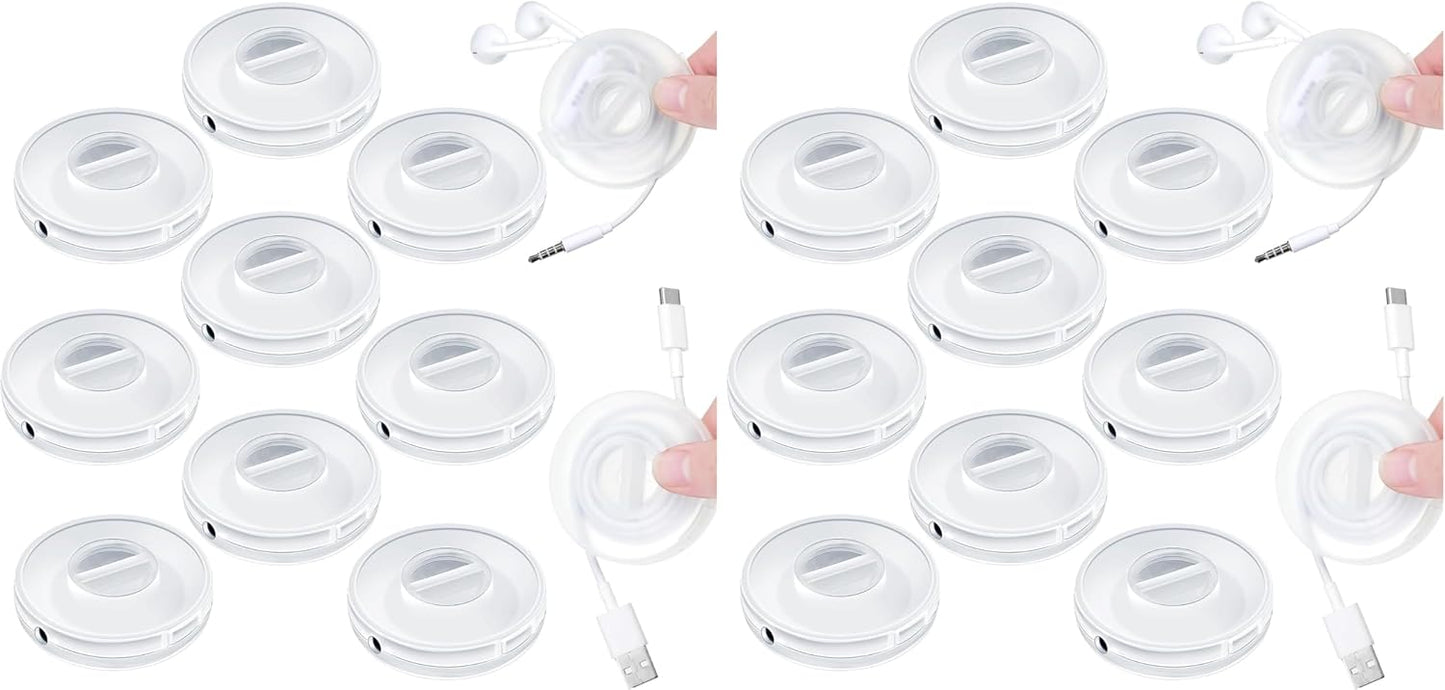 9 Pcs Charging Cord Organizer Portable Charger Cord Holder Round Storage Cable Winder Retractable Cable Management Flexible USB Cable Reel for Home Office Classroom, Transparent