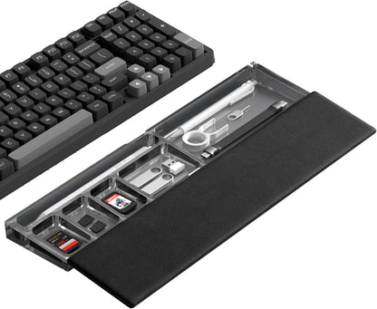 Hagibis Keyboard Wrist Rest Pad Support with Desktop Partition Storage Case, Ergonomic Soft Memory Foam, Anti-Slip Rubber Base for Computer Keyboard, Laptop, Office, Home (Black)