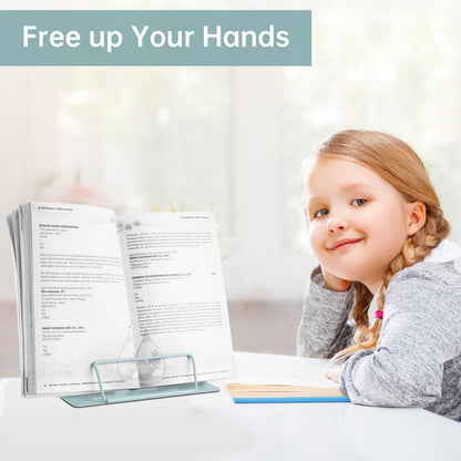 Honagu Book Stand Metal Desk Book Holder, Book Holders for Reading Hands Free, Adjustable Cookbook Documents Holder, Portable Bookstand for Music Books, Textbook, Recipe, Tablet, Ipad (Black)