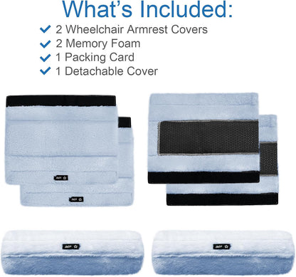 SPRING SEAON Wheelchair Armrest Covers 2 Pack Soft Memory Foam Wheelchair armrest Pads Wicking Washable for Office Transport Chair (Black)
