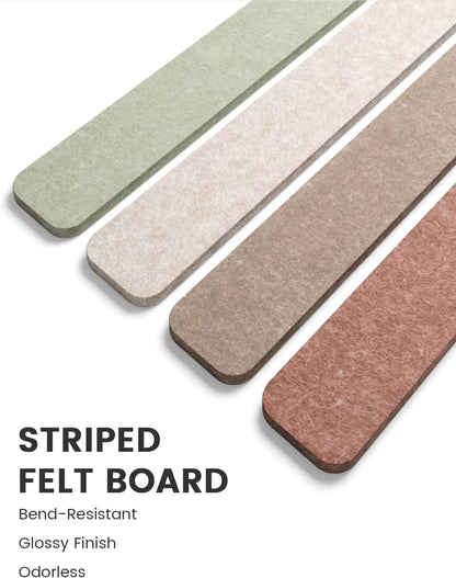 Fluxynara Cork Board Alternative Felt Strip Board 8-Pack 13"x2", Office Pin Board with 50 Push Pins, Adhesive Install for Bedroom Door & Home Office(Linen Dusk)