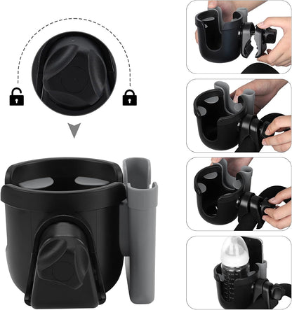 Accmor 2-in-1 Walker Cup Holder with Phone Holder, Wheelchair Cup Holder, Rollator Cup Holder, Cup Phone Holder for Walker, Wheelchair, Rollator, Mobility Scooter
