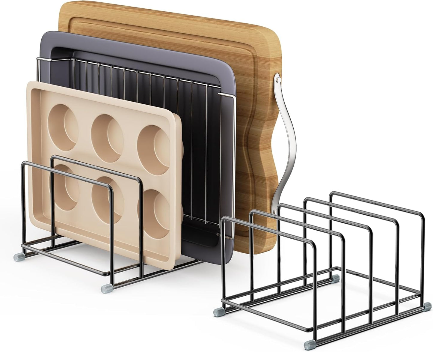 Cutting Board Organizer-1.6in Wide Kitchen Cutting Board Holder Stand for Pan,Baking Sheets,Cookie Sheets with 4 Slots,Baking Sheet Oragnizer(1PC-Large)