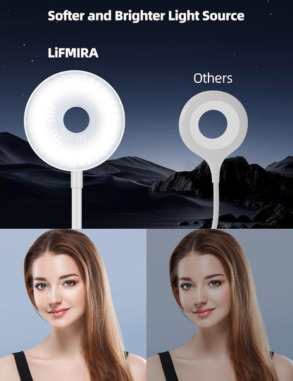 LiFMIRA Reading Light for Beds Headboards, Clip on Light LED Reading Book Light with Clamp Eye-Friendly Desk Lamp 3 Color Modes & 10 Brightness Flexible Reading Lights for Books in Bed Bedside Black