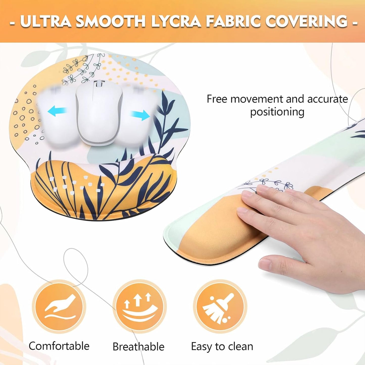 Mouse Pad and Keyboard Wrist Rest- Ergonomic Wrist Rest for Computer Keyboard and Mouse Pad, Memory Foam Wrist Support for Comfy Typing, Ideal for Laptop, Office, Gaming