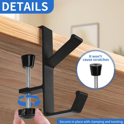 Plus tard 2Pcs Desk Hook, Purse Hook for Desk Adjustable Bag Holder for Table, Hooks for Backpacks Under Counter Table Hanging Storage, Workspace Organizer Holder