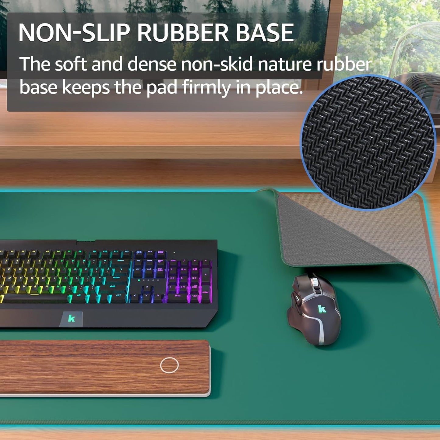 KTRIO Large Gaming Mouse Pad Desk Mat, Superior Micro-Weave Cloth for Precise Mouse Control, Non-Slip Rubber Base, Stitched Edges, Water-Resistant, for Gamer, Office & Home, 31.5" x 11.8" inches