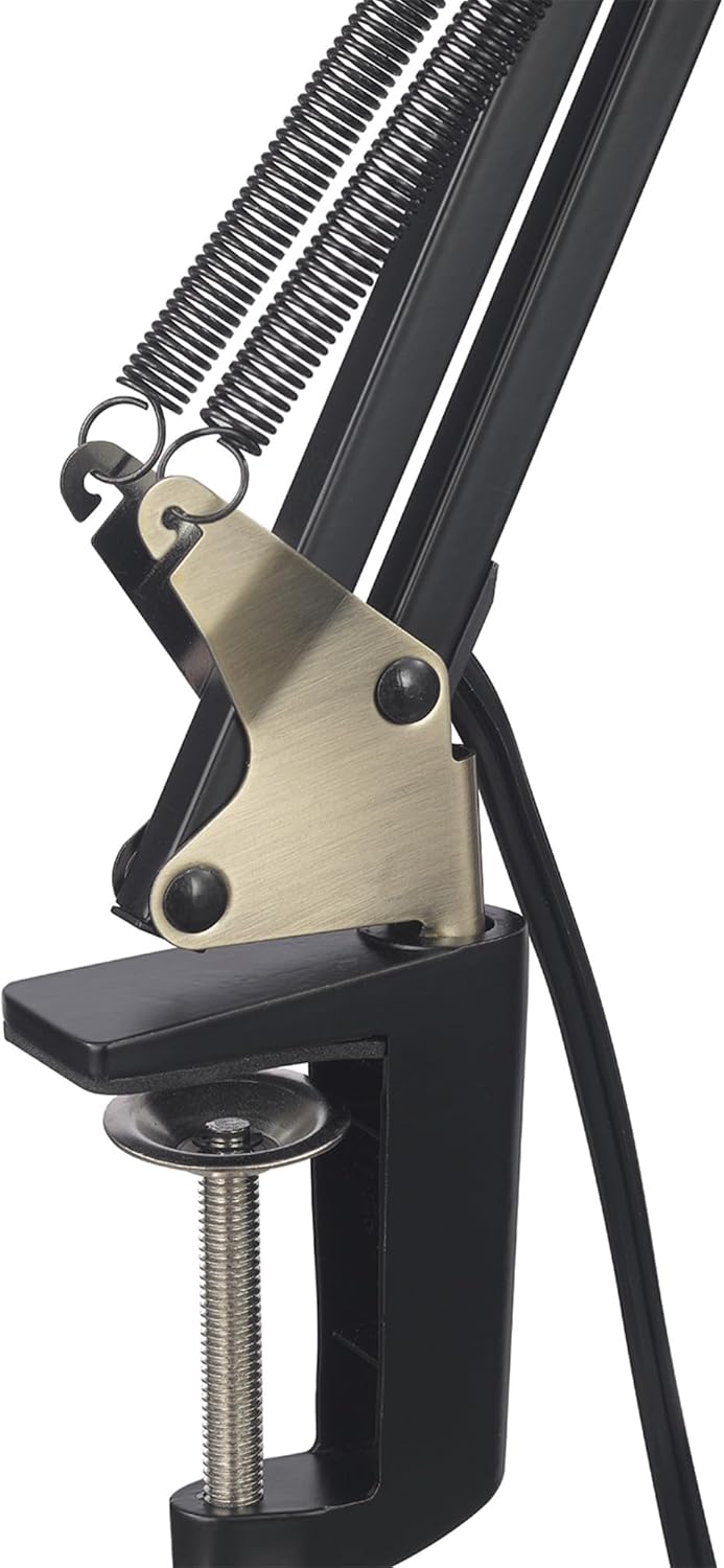 Globe Electric 12641 Architect 32" Swing-Arm Clamp-On Lamp, Black Architect, Finish, LED Bulb Included