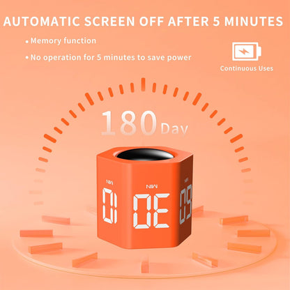Productivity Timer 1, 5, 10, 30, 60 Minutes Preset, Desk Cube Timer with Gravity Sensor/Mute/Vibration for ADHD, Work, Study, Kitchen, Back to School (Wood Grain)