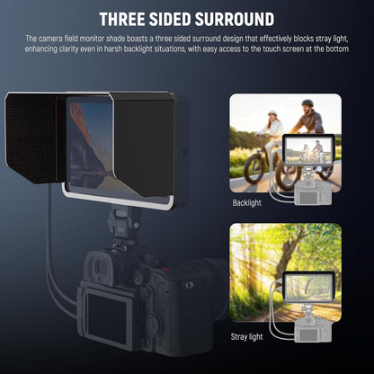 NEEWER Monitor Sunshade Hood for NEEWER F700 Camera Field Monitor, Three Side Sun Hood & Formfitting Frame, Easy Button Access, Hook & Loop Attached, MA007