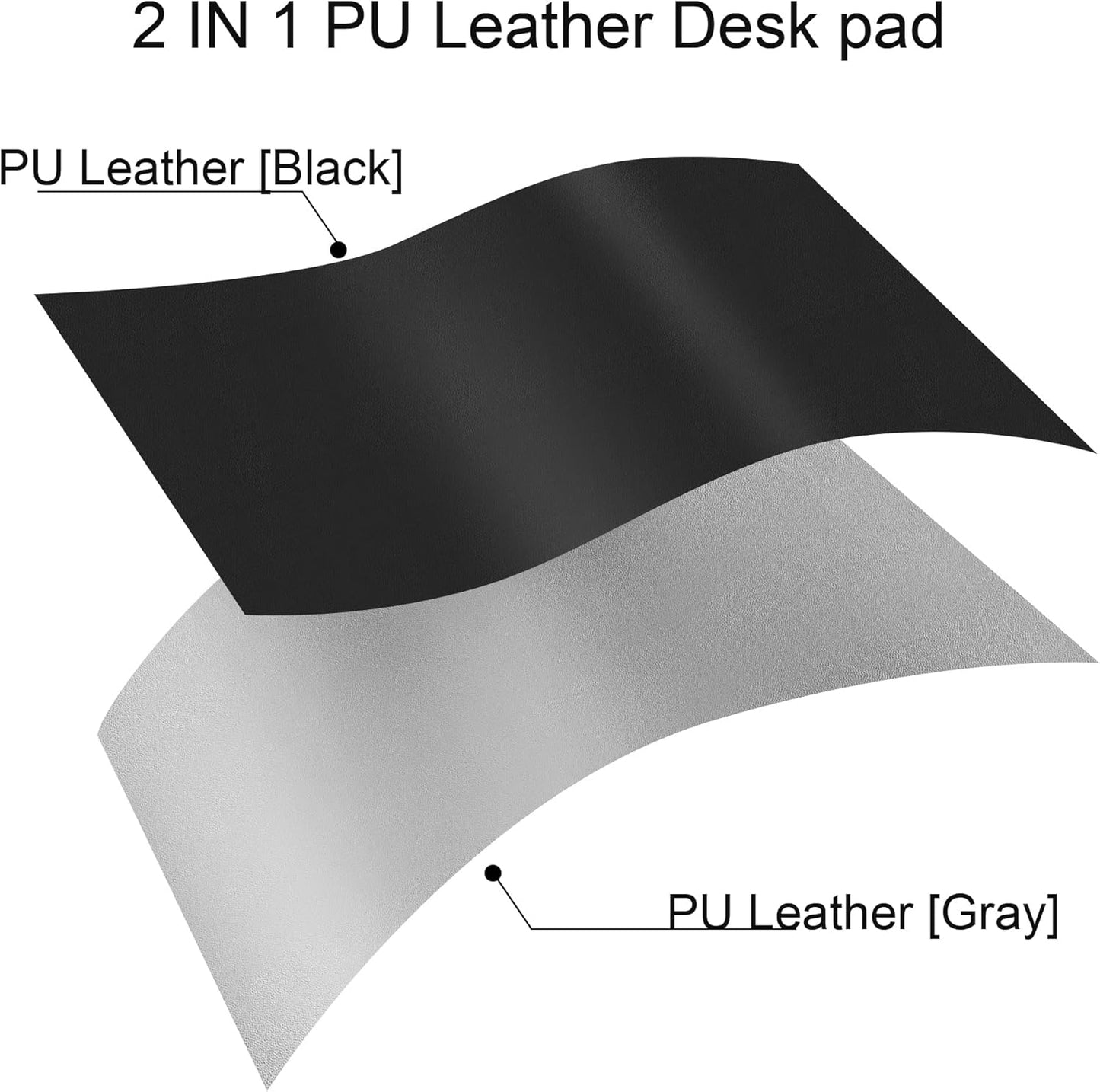 Chihein 2XL 35" x 16" Cork & PU Leather Desk Mat, Dual Sided Desk Pad Protector, Waterproof Writing Blotter for Gaming, Office, Home (Black)