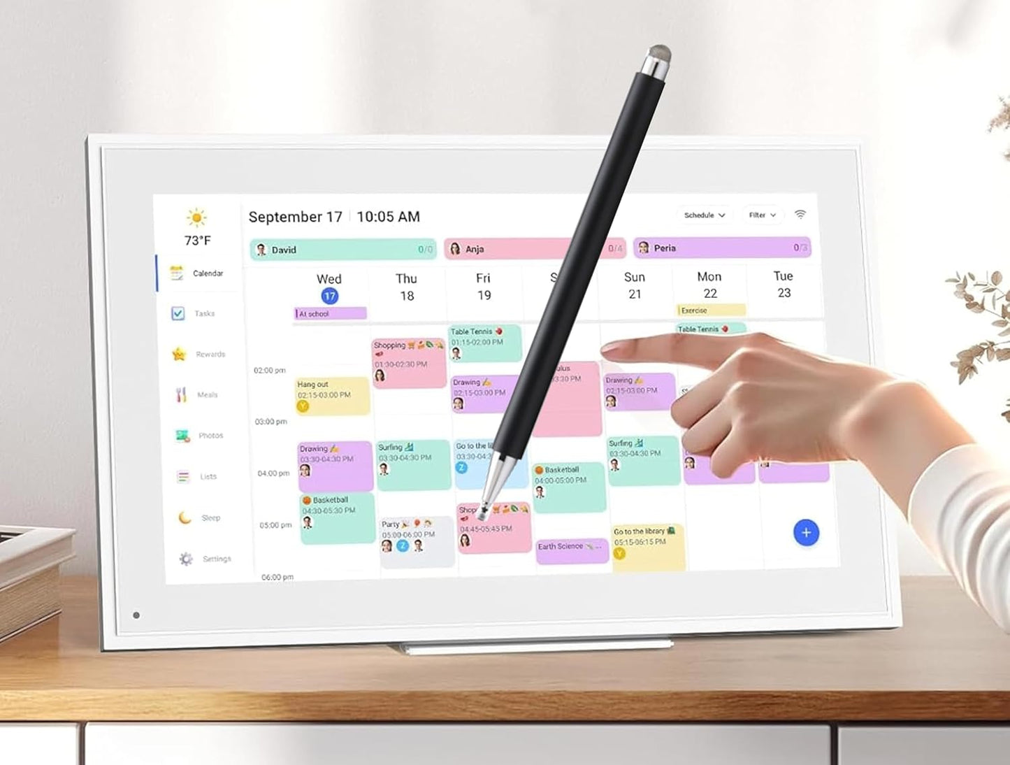 2Pcs Stylus and Mount for Skylight Calendars 15/27 Inch/Nintendo Switch 2/Switch Lite, 2in1 Dual Tip Pen for Skylight Calendar Accessories Magnetic Suction Pen Cap (2*Stylus+Holder White)