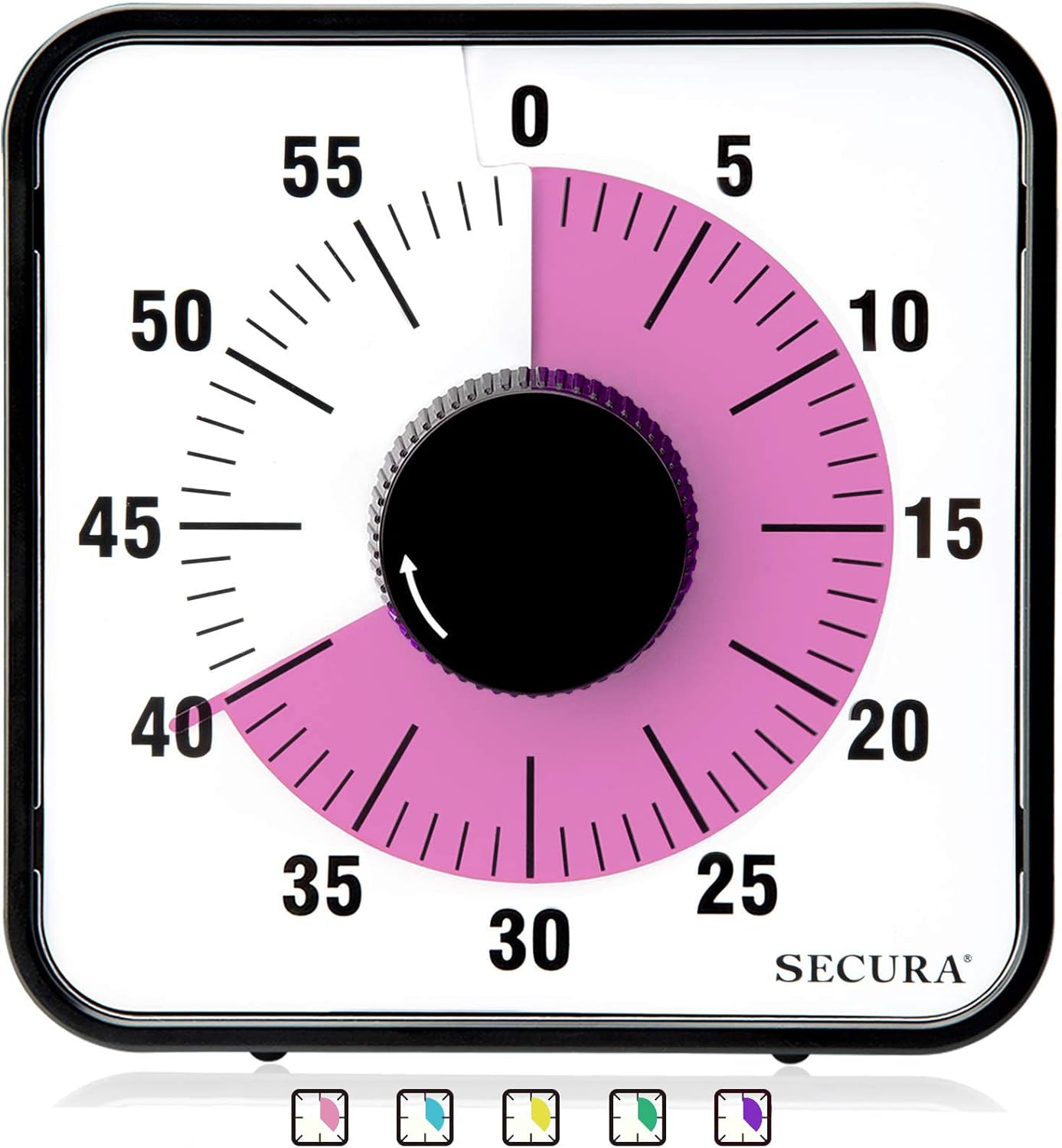 Secura 60-Minute Visual Countdown Timer, 7.5-Inch Oversize Classroom Visual Timer for Kids and Adults, Durable Mechanical Kitchen Timer Clock with Magnetic Backing (Blue)