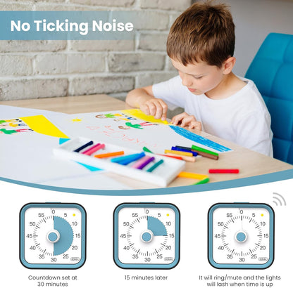 Visual Timer for Kids with Pause Function, 60 Minute Countdown Timer for Kids Desk Study, Teaching, Kitchen Cooking, Office Meetings, Time Management for ADHD (White)